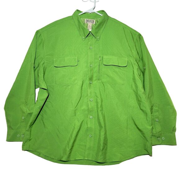 Duluth Trading CoolPlus Vented Fishing Shirt Men’s 3XL Green Long Sleeve EUC - Picture 1 of 9